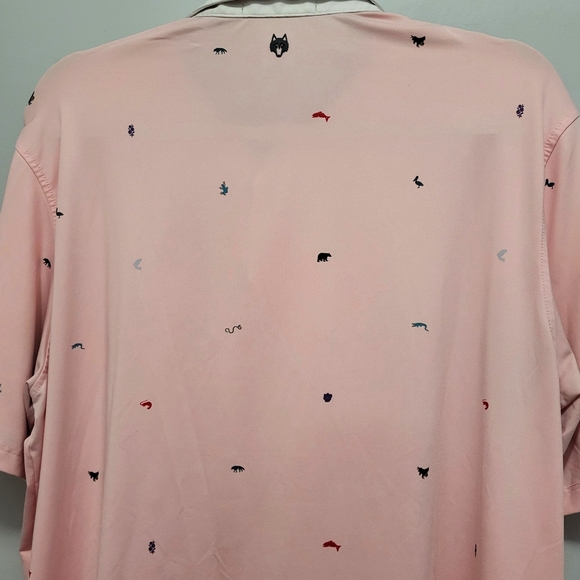 Greyson Golf Polo Shirt Mens Large Pink Nature Bear Fish Fox Frog Snake - Picture 7 of 9